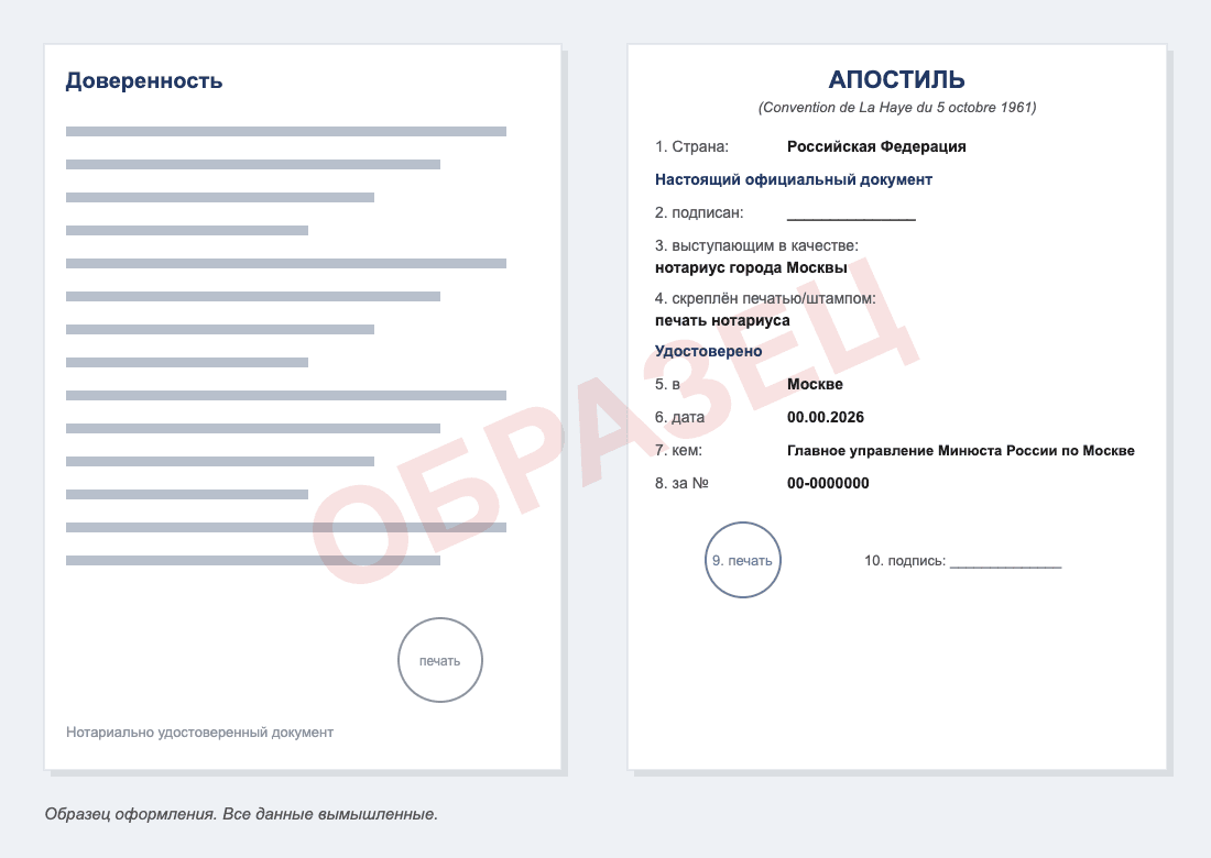 Образец апостиля на доверенность